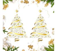 Christmas Tree Stickers - 23.62x16.54x0.04 Inches Christmas Window Stickers, PVC Golden Electrostatic Door Clings, Indoor Holiday Glass Decals | Decorations For Door Clings Kitchens Bedrooms
