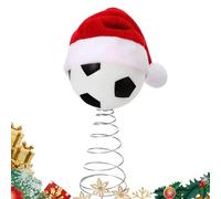 Christmas Tree Top, Home Seasonal Decor, Christmas Home Ornament For Outdoor, Santa Hat Soccer Football Tree Topper Decor, Winter Holiday Studio Nursery Door Living Room Party