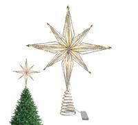 Christmas Tree Topper - 3D Star Lighted for Festive Holiday Glow, Eye-Catching Illumination with LED Lights, Decorative Ornament for Indoor Home, Bedroom, Living Room, Wedding, Garden, 12 Inches