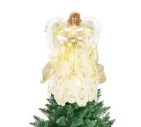 Christmas Tree Topper Angel - 3D Doll Display, Festive Angel Tree Topper with 3D Golden Dress and Star Detail | Elegant Christmas Trees Toppers for Bedroom, Living Room, Apartment, Dorm, Holiday Décor