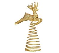 Christmas Tree Topper, Deer Tree Topper Christmas Decorations, Gold Figurines Cute for Living Room Bedroom Mantle Window Entryway Classroom Farmhouse Events Party Holiday