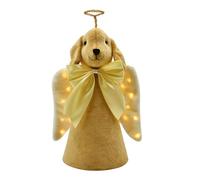 Christmas Tree Topper, Gold Holiday Tree Topper Christmas Decorations, Dog Angel with Lights Home Decor For Living Room Office Mantel Holiday Party Garden Farmhouse