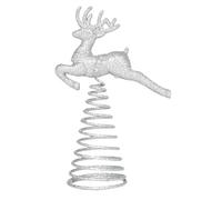 Christmas Tree Topper - Gold Silver Figurines, Deer Tree Topper Ornaments, Elegant Shimmering Finish, Secure Cone Base Attachment, Seasonal Adornment Item, Ideal for Home Decor