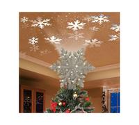 Christmas Tree Topper Lighted with Golden Snowflake Projector, Led Rotating Magic Snowflake, 3d Hollow Glitter