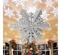 Christmas Tree Topper Snowflake, Christmas Tree Topper Light With Led Magic Rotating Projector, 3D Glitter Hollow Silver Xmas Tree Topper, Atmosphere Props, For Christmas Tree Decorations, LJJY-KK