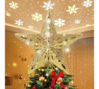 Christmas Tree Topper Snowflake, Christmas Tree Topper Light With Led Magic Rotating Projector, 3D Glitter Hollow Silver Xmas Tree Topper, Atmosphere Props, For Christmas Tree Decorations, LJJY-KK