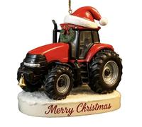 Christmas Tree Tractor Ornament, 2D Flat Hangable Seasonal Keepsake For Wall, Christmas Decoration Acrylic Tractor Ornament, Bedroom Door Cafe Garden Balcony Restaurant