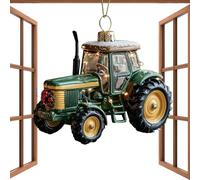 Christmas Tree Tractor Ornament, 2D Flat Hangable Seasonal Keepsake For Wall, Christmas Decoration Acrylic Tractor Ornament, Bedroom Door Cafe Garden Balcony Restaurant