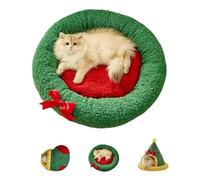 Christmas Tree Triangle Cat Cave Bed,Christmas Stocking,Removable & Washable Winter Bed for Cats & Small Dogs, Cozy Hideaway for Sleeping, Napping, and Playing