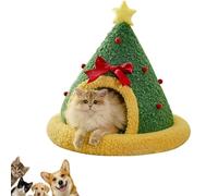 Christmas Tree Triangle Cat Cave Bed,Warm Christmas Cat Tree Beds,Removable And Washable Winter Closed-Off,Soft Comfortable Suitable For Small Cats Dogs Pet To Sleep Nap Hide Play (Christmas tree,M)