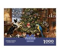 Christmas Tree Trimming Party Puzzle De Madera Impermeable DIY Puzzles De 1000 Piezas Regalos para Adultos Divertido Rompecabezas Decoración del Hogar