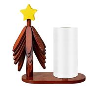 Christmas Tree Trivets with Kitchen Roll Holder, Trivets for Hot Pan, Foldable Wood Placemat, Natural Tree-Shaped Trivet Set with Star Design | Foldable Heat-Resistant Mats with Tissue Holder