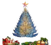 Christmas Tree Window Decals - Blue Gold Cling, Reusable Static Christmas Tree Stickers for Window, Glass, Wall, or Mirror | Blue and Gold Holiday Trees Clings for Winter Party, Home Decor, Seasonal