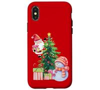 Christmas Tree with Snowman, Presents, & Santa Claus Holiday Carcasa para iPhone X/XS