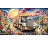 Christmas-Truck-Under-Northern-Lights Puzzle de 1000 Piezas para Adultos Papel Reciclado Juego Educativo Desafiante 38x52/1000pcs