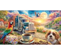 Christmas-Truck-Under-Northern-Lights Puzzle Familiar 1000 Piezas Desafiante y Divertido Papel Reciclado para Adultos 70x50/1000pcs