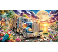Christmas-Truck-Under-Northern-Lights Puzzle para Adultos y niños 1000 Piezas Papel Reciclado Juego Educativo Desafiante Actividad en casa 38x52/1000pcs