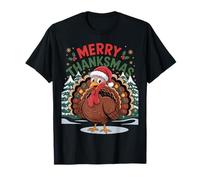 Christmas Turkey Merry Thanksmas Funny Turkey Santa Holiday Camiseta