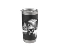 Christmas Turkey Selfie UFO Funny Black & White Vintage Vaso térmico de acero inoxidable de doble pared