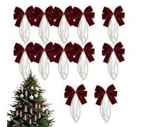 Christmas Velvet Bows - 12 Piece Burgundy Tree Ornament Decoration Set