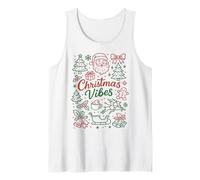Christmas Vibes Festive Holiday Doodle Santa Tree Rindeer Camiseta sin Mangas
