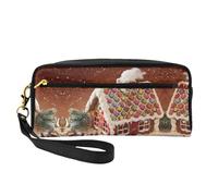 Christmas Village House - Bolsa de cosméticos para mujer, con dos bolsillos, organizador de accesorios esenciales de belleza diaria, Black, Talla única, Neceser de maquillaje