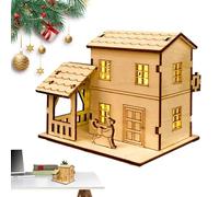 Christmas Village Houses - Rustic Christmas House, Cottage Building Model | Light Up Christmas Decorations Wooden House, Collectible Figurines with LED Lights, Christmas Decorations for Home Decor