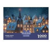 Christmas Village Nighat 1000 Pcs Ökopapier Puzzle Snow City Stressabbau Kreatives Spiel Puzzles Für Erwachsene Und Kinder 52x38cm/1000pcs