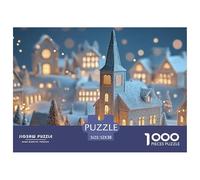 Christmas Village Nighat 1000 Stück Ökopapier Puzzle Snow City Lebendige Bilder Familienspiel Puzzles Als Geburtstagsgeschenke 52x38cm/1000pcs