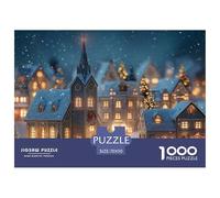 Christmas Village Nighat 1000 Stück Ökopapier Puzzle Snow City Lebendige Bilder Familienspiel Puzzles Als Wohnaccessoires 70x50cm/1000pcs