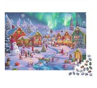 Christmas Village Scene 100% Recycled Cardboard Aurora Village Square 1000Pc Jigsaw Adult Jigsaws Classic Educational Games 38x26cm/1000pcs