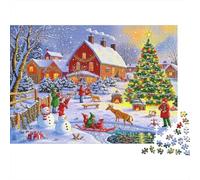 Christmas Village Scene 100% Recycled Cardboard Winter Village Fun 1000Pc Jigsaw Adult Jigsaws Classic Educational Games 52x38cm/1000pcs