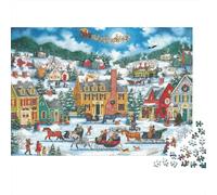 Christmas Village Scene 1000 Piezas Puzzle Papel Reciclado Xmas Puzzles para Ancianos Divertido Y Desafiante Juego Familiar Perfecto for Bendiciones De Vacaciones 70x50cm/1000pcs