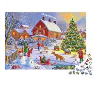 Christmas Village Scene Colourful Winter Village Fun 1000 Pcs Jigsaw Puzzles Adults Brain Development Classic Educational Games 70x50cm/1000pcs