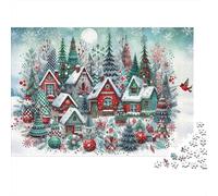 Christmas Village Scene Colourful Wreath Village Scene 1000 Pieces Adult Jigsaws For Adults & Kids Fun Rainy Day Activity 70x50cm/1000pcs