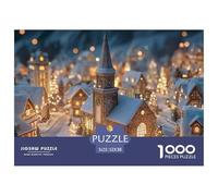 Christmas Village with Snow-Covered 1000 Stück Ökopapier Puzzle Snowy Christmas Village Lebendige Bilder Familienspiel Puzzles Für Erwachsene Und Kinder 52x38cm/1000pcs