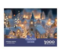 Christmas Village with Snow-Covered 1000 Stück Ökopapier Puzzle Snowy Christmas Village Stressabbau Kreatives Spiel Puzzles Als Geburtstagsgeschenke 52x38cm/1000pcs