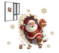 Christmas Wall Stickers - Christmas Santa Breaking Brick,Merry Decoration Set Wall Murals Decals Living Room Children Nursery School Restaurant Cafe Hotel Home Office Décor, Multicolour