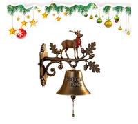 Christmas Welcome Bell, Vintage Doorbell Decoration, Santa Claus Reindeer Snowman Design, Festive Holiday Ornament for Indoor, Outdoor, Yard, Home, and Garden Decor, 7.09 Inches