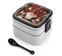 Christmas Whimsical Dwarfs Bento Box, 2 Compartments Meal-Prep Containers, Stackable Lunch Box with Lids, Reusable Divided Food Storage Containers for Travel, And Work