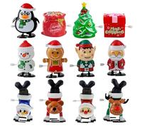Christmas Wind Up Toy Set - 12 Pieces Mini Festival Walking Toys | Fun Educational Holiday Games Collection, Cute Mechanical Figures for Kids, Family or Classroom Activities, 3.94x3.94x1.57in