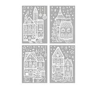Christmas Window Stickers - 4 Piece Large Festive Village Decals 45X30CM | Christmas Christmas Village Window Clings for Home School Party Classroom, Families Teachers, Office Wall Coffee Shop, Winter