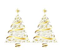 Christmas Window Stickers - PVC Christmas Window Decorations, Golden Christmass Tree Electrostatic Door Clings, Indoor Holiday Glass Decals Decorations For Door Clings Kitchens Bedrooms Nursery