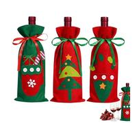 Christmas Wine Bags | Drawstring Wine Bottle Covers, Felt Christmas Bottle Decoration, Handmade Wine Bags For Christmas, 14x35cm Christmas Themed Wine Bottle Holders For Holidays & Other Treats