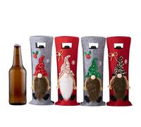 Christmas Wine Bottle Covers | 4X Cute Cartoon Gnomes Soft Felt Sleeves | Multifunctional and Washable Wine Sleeves for Holiday Party | Fun Decor for Wine and Festive Celebrations
