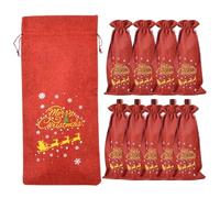 Christmas Wine Cover, Christmas Wine Bottle Bags, Wine Present Bags, Reusable Golden Snowflakes Bags for Travel Party, 10 Bags with Drawstrings for Wedding, New Year, Christmas and Home Storage