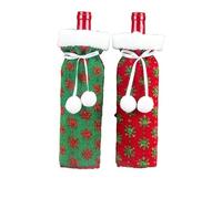 Christmas Wine Covers 2 Pieces Christmas Knitted Red Wine Bottle Bag Christmas Decoration Restaurant Festive Decoration Supplies Red & Green
