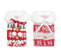 Christmas Wine Covers 2 Pieces Knitted Elk Snowflake Red Wine Bottle Set Christmas Decoration Wine Bottle Set Red