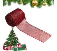 Christmas Wired Ribbon For Box Wrapping, Christmas Mesh Ribbon For Tree, Party Supplies For Garland Crafts String Lights Home Centerpiece Making Wreaths Mailbox Stylists Women