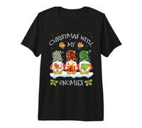 Christmas with My Gnomies Cute Gnomies Christmas Buffalo Plaid Camiseta Premium